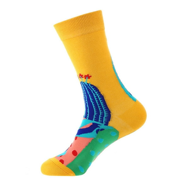 Bibifish Geometric Print Socks For Mens Womens Novelty Mid Calf Socks Colorful Floral Printed Socks Funky Unisex Crew Socks