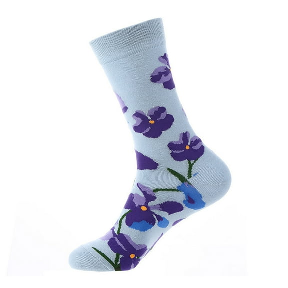 Bibifish Geometric Print Socks For Mens Womens Novelty Mid Calf Socks Colorful Floral Printed Socks Funky Unisex Crew Socks