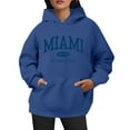 thumbnail image 1 of Bibifish Graphic Womens Hoodies Miami City Letter Print Long Sleeve Oversized Hooded sweatshirts Soft Drawstring Trendy Outfits With Pocket, 1 of 4