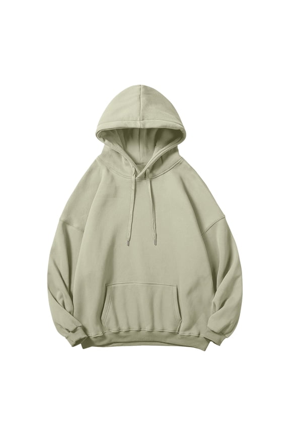 Hoodies For Men Autumn Winter Cozy Drop Shoulder Drawstring Hoodies Solid Color Pullover Trendy Teens Outfits With Pockets