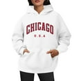 thumbnail image 1 of Bibifish Hoodies For Women Chicago City Print Fall Preppy Hoodies Long Sleeve Drawstring Female Sports Outwears With Pocket, 1 of 4