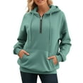 thumbnail image 1 of Bibifish Hoodies For Women Half Zip Trendy Long Sleeve Fleece Oversized Hoodies Casual Autumn Winter Sports Drawstring Pullover Tops, 1 of 5