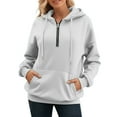 thumbnail image 1 of Bibifish Hoodies For Women Half Zip Trendy Long Sleeve Fleece Oversized Hoodies Casual Autumn Winter Sports Drawstring Pullover Tops, 1 of 5