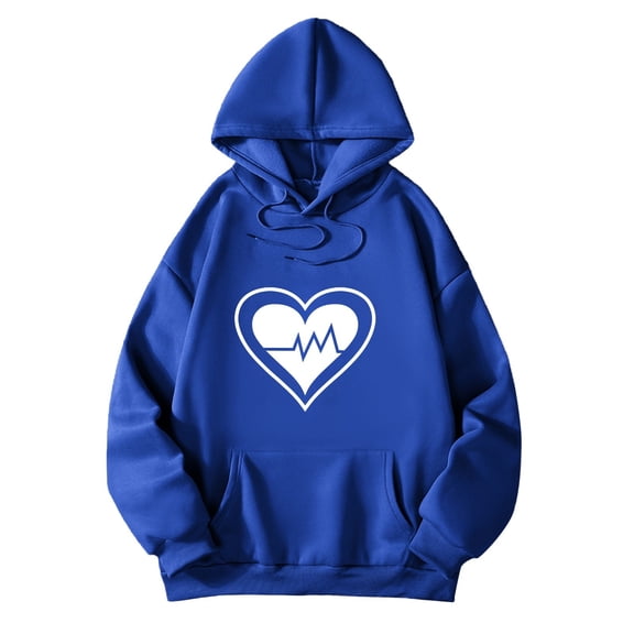 Bibifish Hoodies For Women Heart Graphic Print Hoodies Fall Winter Casual Hoodies Long Sleeve Oversized Pockets Pullovers