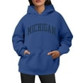 thumbnail image 1 of Bibifish Hoodies For Women Michigan City Letter Print Fall Trendy Preppy Hoodies Long Sleeve Female Pullover Tops With Pocket, 1 of 4
