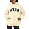 thumbnail image 1 of Bibifish Hoodies For Women Michigan City Letter Print Fall Trendy Preppy Hoodies Long Sleeve Female Pullover Tops With Pocket, 1 of 4