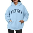thumbnail image 1 of Bibifish Hoodies For Women Michigan City Letter Print Fall Trendy Preppy Hoodies Long Sleeve Female Pullover Tops With Pocket, 1 of 4