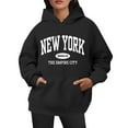 thumbnail image 1 of Bibifish Hoodies For Women New York City Letter Print Hoodies Long Sleeve Drawstring Hoodies Oversized Fleece Pockets Tops, 1 of 4