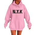 thumbnail image 1 of Bibifish Hoodies For Women Preppy New York City Letter Print Fall Oversized Hoodies Casual Long Sleeve Pockets Pullover Tops, 1 of 4