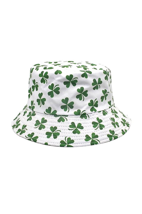 Irish Flag Clover Print Bucket Hat With Green White And Orange Shamrock Pattern Lightweight Adjustable St. Patrick'S Day Festival Party Hats