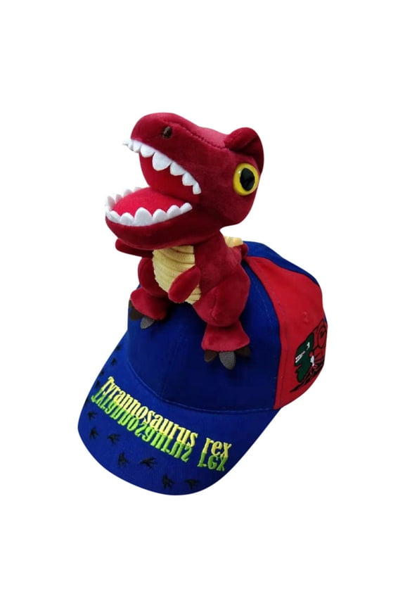 Kids Baseball Cap Plush T-Rex Decor & "Tyrannosaurus Rex" Letter Detail Adjustable Boys Girls Cute Playful Outdoor Activities Cap