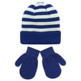 thumbnail image 1 of Bibifish Kids Hat Gloves Sets Striped Pattern Beanies Hat And Mitten Gloves Comfy Winter Windproof 2 Piece Boys And Girls Hat Gloves Sets, 1 of 5