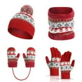 thumbnail image 1 of Bibifish Kids Hat Scarf Sets 4 Pc Knitted Hat Neck Warmer Gloves And Mittens With Hanging Ropes Winter Thickened Hat Gloves Scarf Sets, 1 of 6