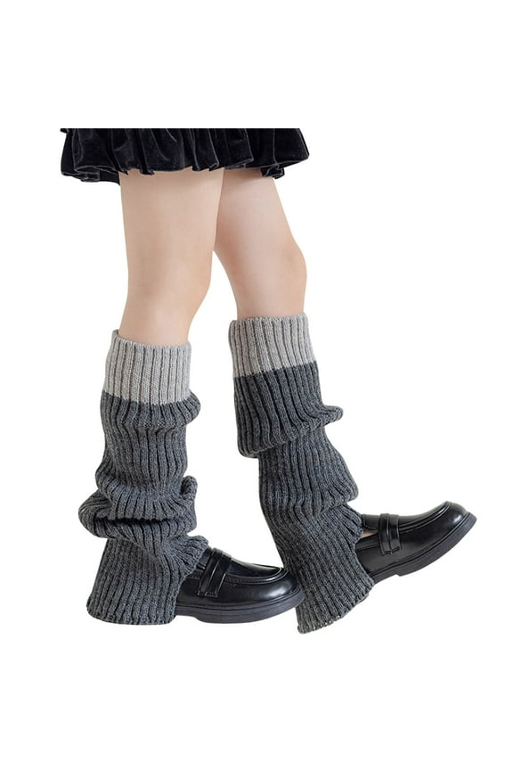 Kids Slouch Knee-High Socks Color Block Ribbed Knit Pattern Leg Warmers Soft Casual School Days Daily Wear Trendy Socks