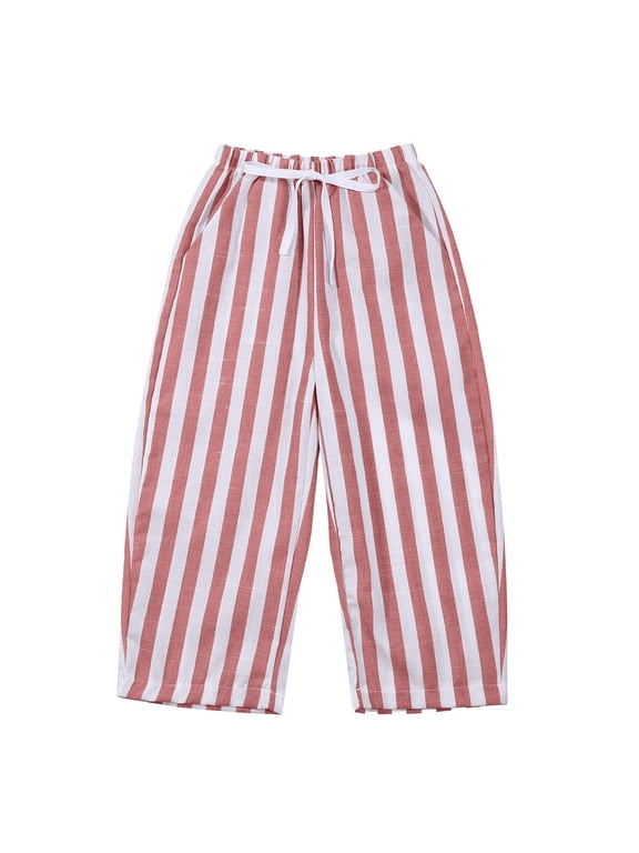 Bibifish Little Boys Casual Pants Vertical Stripes Drawstring Elastic Waist Side Pockets Fall Winter for kids