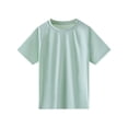 thumbnail image 1 of Bibifish Little Girls Rash Guard Tees Solid Color Short Sleeve Crewneck Tee Quick Drying Sports Wear Breathable Lightweight Sports Tee Tops, 1 of 3
