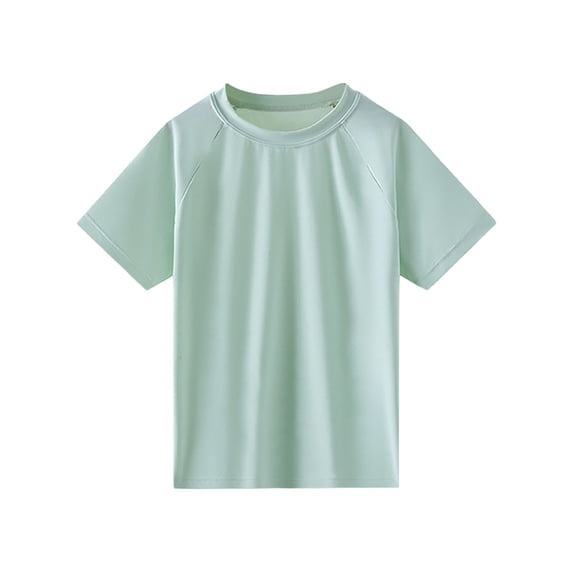 Bibifish Little Girls Rash Guard Tees Solid Color Short Sleeve Crewneck Tee Quick Drying Sports Wear Breathable Lightweight Sports Tee Tops
