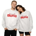 thumbnail image 1 of Bibifish Matching Couple Sweatshirts "Love Always Us" Graphic Crewneck Pullover Tops Long Sleeve Relaxed Fit Couple Daily Outings Sweet Outfits, 1 of 5
