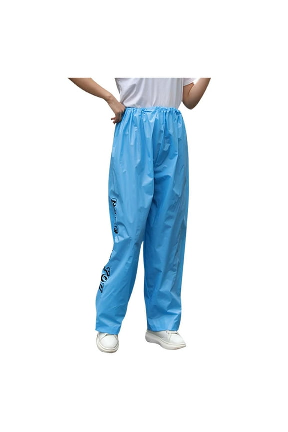 Men And Women's Rain Pants Clear Rain Pants Elastic Waist Waterproof Lightweight Fabric Loose Fit Outdoor Wear Pants