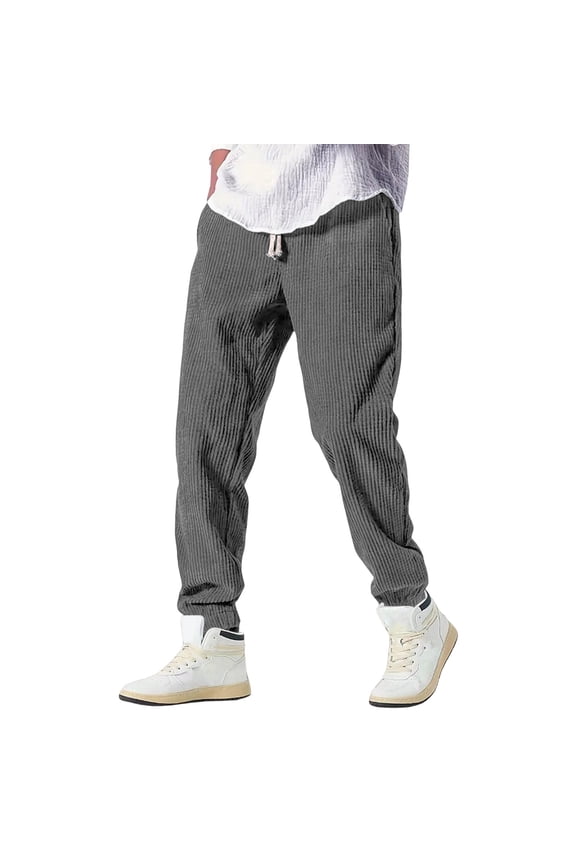 Men Pants Casual Solid Color Thermal Knit Jogger Pants Fall Winter Comfort Flexible Tapered Ankle Pants With Pockets