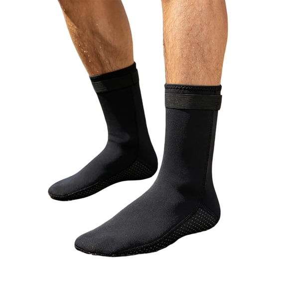 Bibifish Men's Men's Women's Neoprene Water Socks Adjustable Strap Non Slip Sole Mid Calf Diving Socks Stretch Waterproof Beach Socks 1 Pair