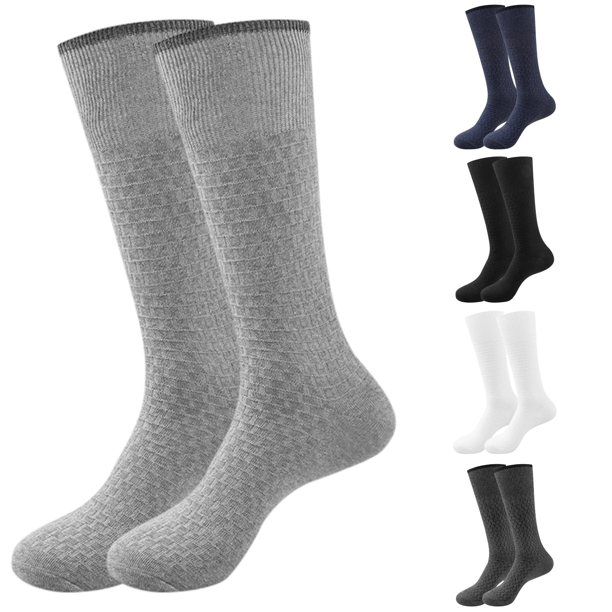 Bibifish Men's Solid Color Waffle Knit Combed Cotton Calf Socks ...
