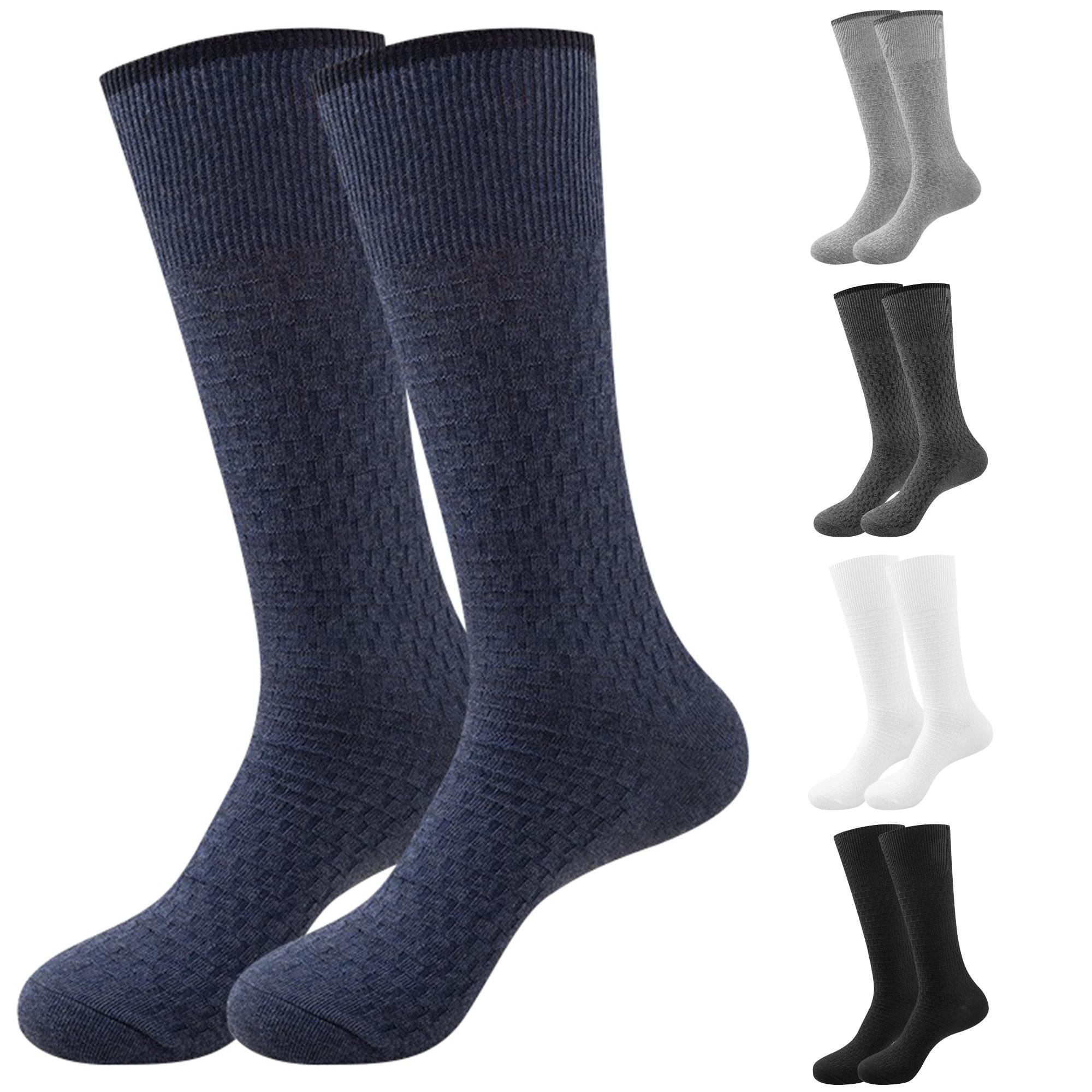 Bibifish Men's Solid Color Waffle Knit Combed Cotton Calf Socks ...