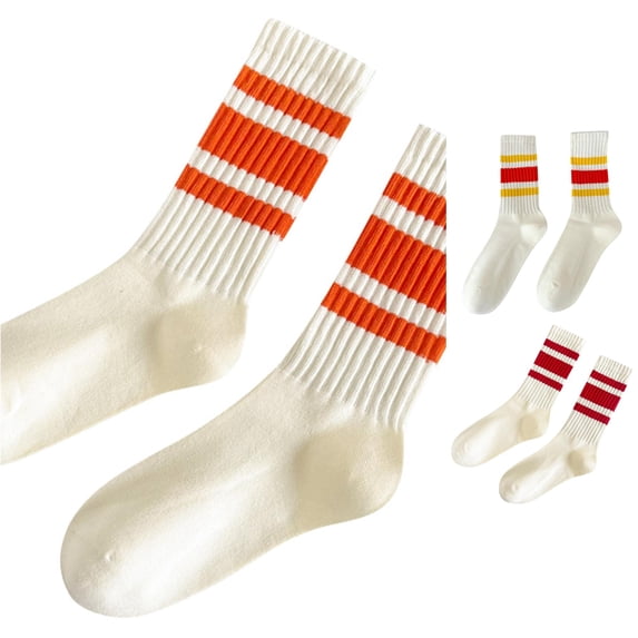 Mid Guy Bibifish Men's Women's Crew Socks Striped Retro Crew Socks Breathable ...