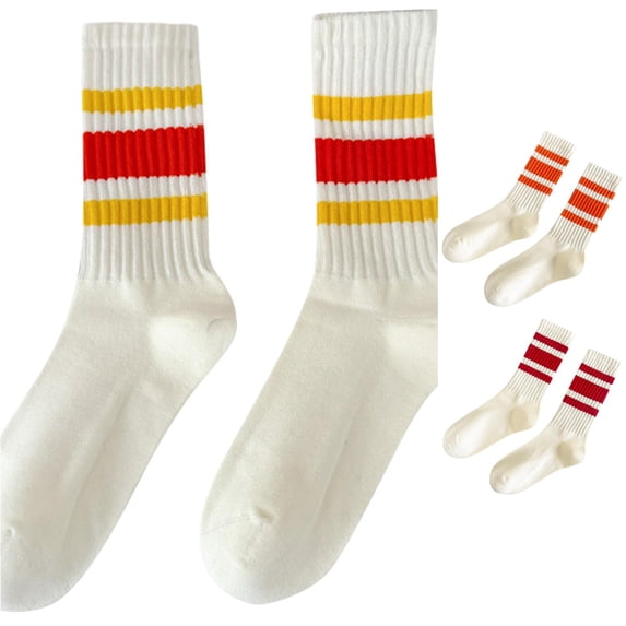 Mid Guy Bibifish Men's Women's Crew Socks Striped Retro Crew Socks Breathable ...
