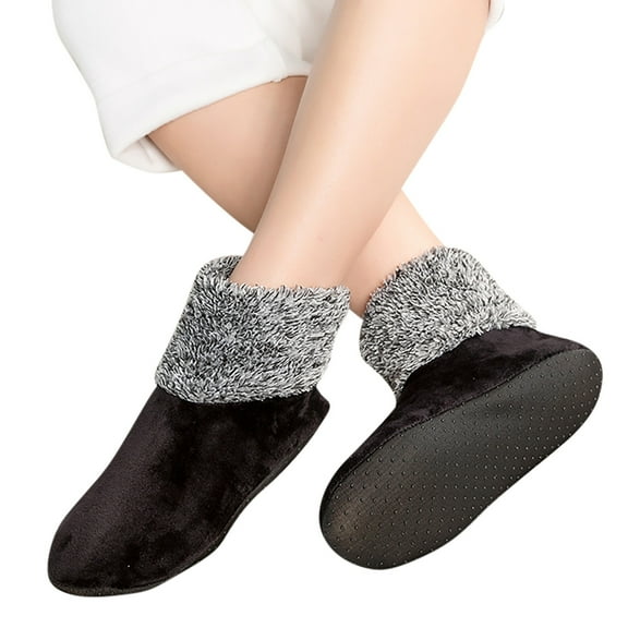 Bibifish Mens And Womens Floor Socks Casual Solid Color Mid Slipper Socks Winter Warm Thermal Socks Indoor Warm Fleece Lined Socks