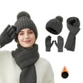 thumbnail image 1 of Bibifish Mens And Womens Hat Gloves Scarf Sets Winter Warm Knitted Beanies Hat Gloves And Long Scarf 3 Pc Winter Thermal Hat Gloves Scarf Sets, 1 of 3