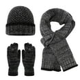 thumbnail image 1 of Bibifish Mens And Womens Hat Gloves Scarf Sets Winter Warm Knitted Beanies Hat Gloves And Scarves Cold Weather 3 Pc Hat Gloves Scarf Sets, 1 of 7