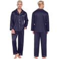 thumbnail image 1 of Bibifish Mens And Womens Pajama Sets Fall Winter Long Sleeve Satin Botton Down Nightwear Sets Cozy Top And Pant 2 Piece Sleepwear Sets For Couples, 1 of 5