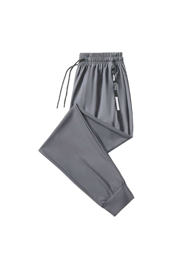 Mens Athletic Joggers Drawstring Waist Label Detail Elastic Tapered Leg Relaxed Fit Durable Casual Outdoor Sports Gym Sessions Practical Active Sweatpants
