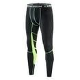 thumbnail image 1 of Bibifish Mens Athletic Pants Black & Neon Green Contrast Panel Leggings Waistband Stretchy Quick Dry Football Basketball Gym Training Pants, 1 of 2
