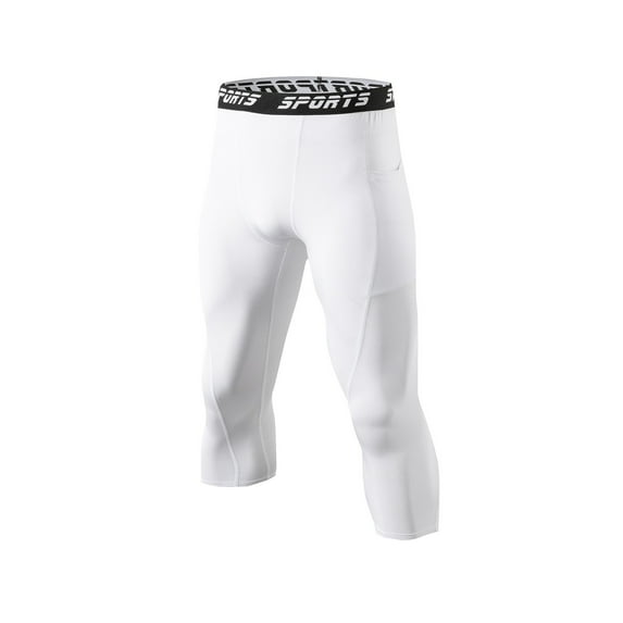 Bibifish Mens Athletic Tights Black High Waist 3/4 capri Leggings Soft Stretchy Quick Dry Wicking Yoga Workout Cycling Athletic High-Elastic Yoga Pants