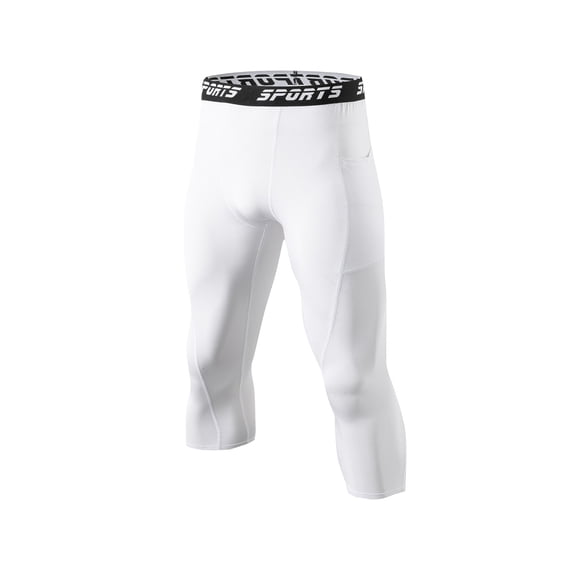 Bibifish Mens Athletic Tights Black High Waist 3/4 capri Leggings Soft Stretchy Quick Dry Wicking Yoga Workout Cycling Athletic High-Elastic Yoga Pants