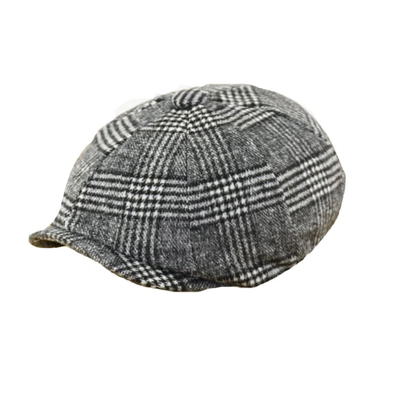 Bibifish Mens Beige & Brown Plaid Newsboy Cap Classic Check Pattern Detail Soft Breathable Lightweight Casual Daily Commute Work & Weekend Leisure Cap