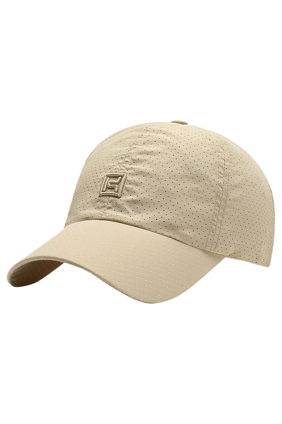 Mens Black Baseball Cap Mesh Dot Fabric & Logo Patch Cap Stylish Breathable Casual Outdoor & Sports Summer Curved-Brim Uv Protection Cap