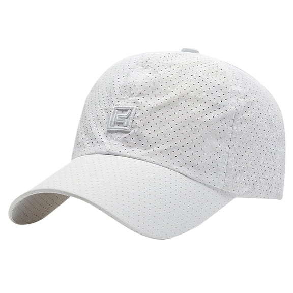 Bibifish Mens Black Baseball Cap Mesh Dot Fabric & Logo Patch Cap Stylish Breathable Casual Outdoor & Sports Summer Curved-Brim Uv Protection Cap