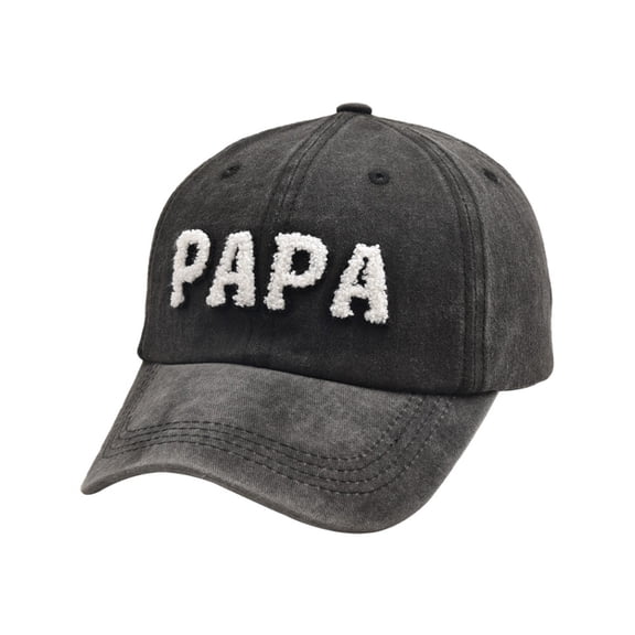 Bibifish Mens Black Vintage Baseball Cap "PAPA" Fuzzy Letter Detail Baseball Cap Soft Comfortable Casual Daily & Family Matching Cap For Dad