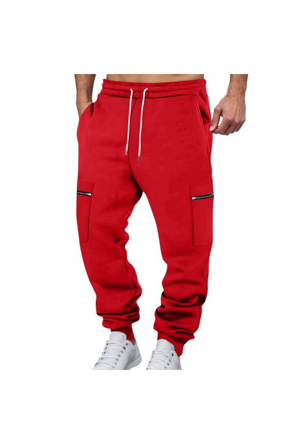 Mens Cargo Joggers Fall Winter With Zipper Pockets For Workout Training Athletic Pants