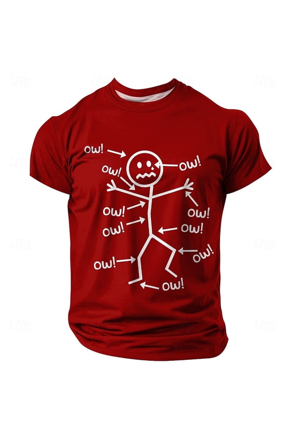 Mens Crew Neck Short Sleeve Graphic T-Shirts Funny Stick Figure Print Soft Casual Streetwear Novelty Oversized Tee Shirt