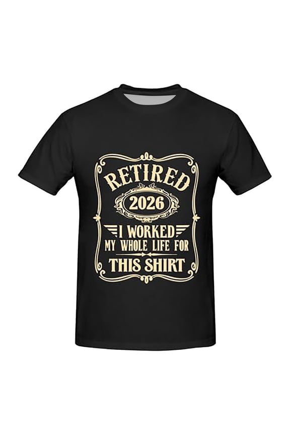 Mens Crew Neck Short Sleeve Graphic T-Shirts "Retired 2026" Print Soft Oversized Tee Shirt Casual Novelty Retirement Outfits