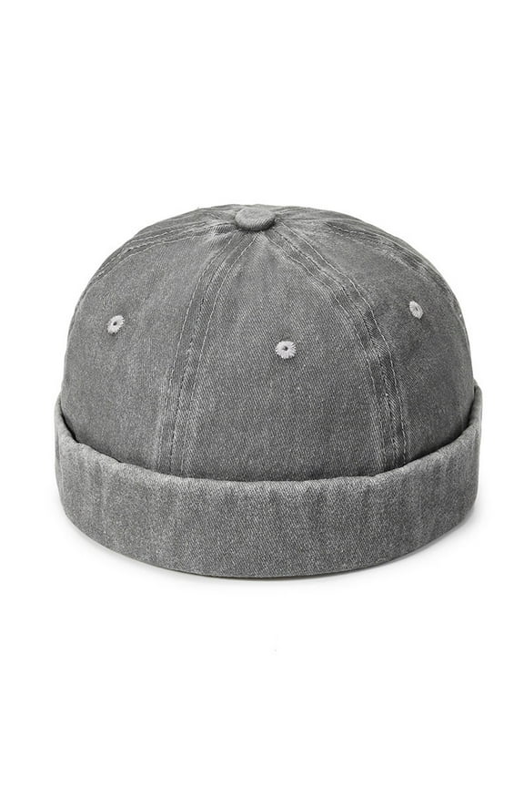 Mens Dark Gray Denim Skull Cap Breathable Air Holes & Soft Fabric Detail Durable Denim Material Lightweight Casual Daily Loutdoor Activities Cap