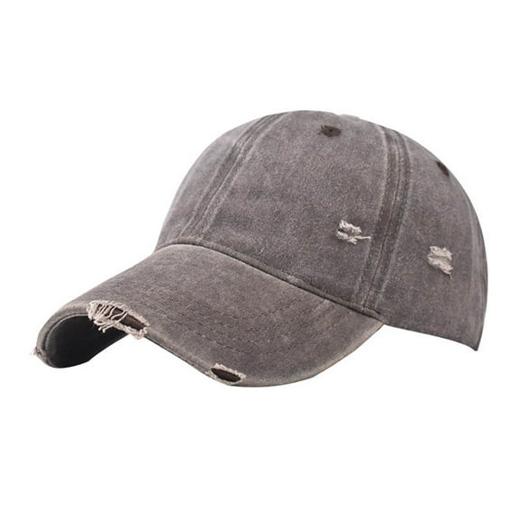 Bibifish Mens Dark Gray Distressed Baseball Cap Ripped Edge Soft Denim Fabric Cap Lightweight Breathable Casual Streetwear Daily Outdoor Sun Protection Cap