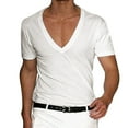 thumbnail image 1 of Bibifish Mens Deep V Neck Short Sleeve T-Shirts Slim Fit Stretch Undershirt Soft Lightweight Casual Daily Wear Tops, 1 of 5