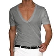 thumbnail image 1 of Bibifish Mens Deep V Neck Short Sleeve T-Shirts Slim Fit Stretch Undershirt Soft Lightweight Casual Daily Wear Tops, 1 of 5