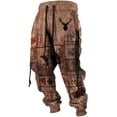 thumbnail image 1 of Bibifish Mens Fall Retro Washed Drawstring Elastic Waist Oversized Sweatpants Casual Graphic Print Outdoor Sports Jogger Pants With Pockets, 1 of 4