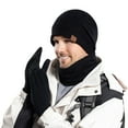 thumbnail image 1 of Bibifish Mens Hat Gloves Sets 3 Pc Knit Pattern Beanies Hat Touchscreen Gloves And Neck Warmer Winter Thermal Wind Proof Hat Gloves Sets, 1 of 7